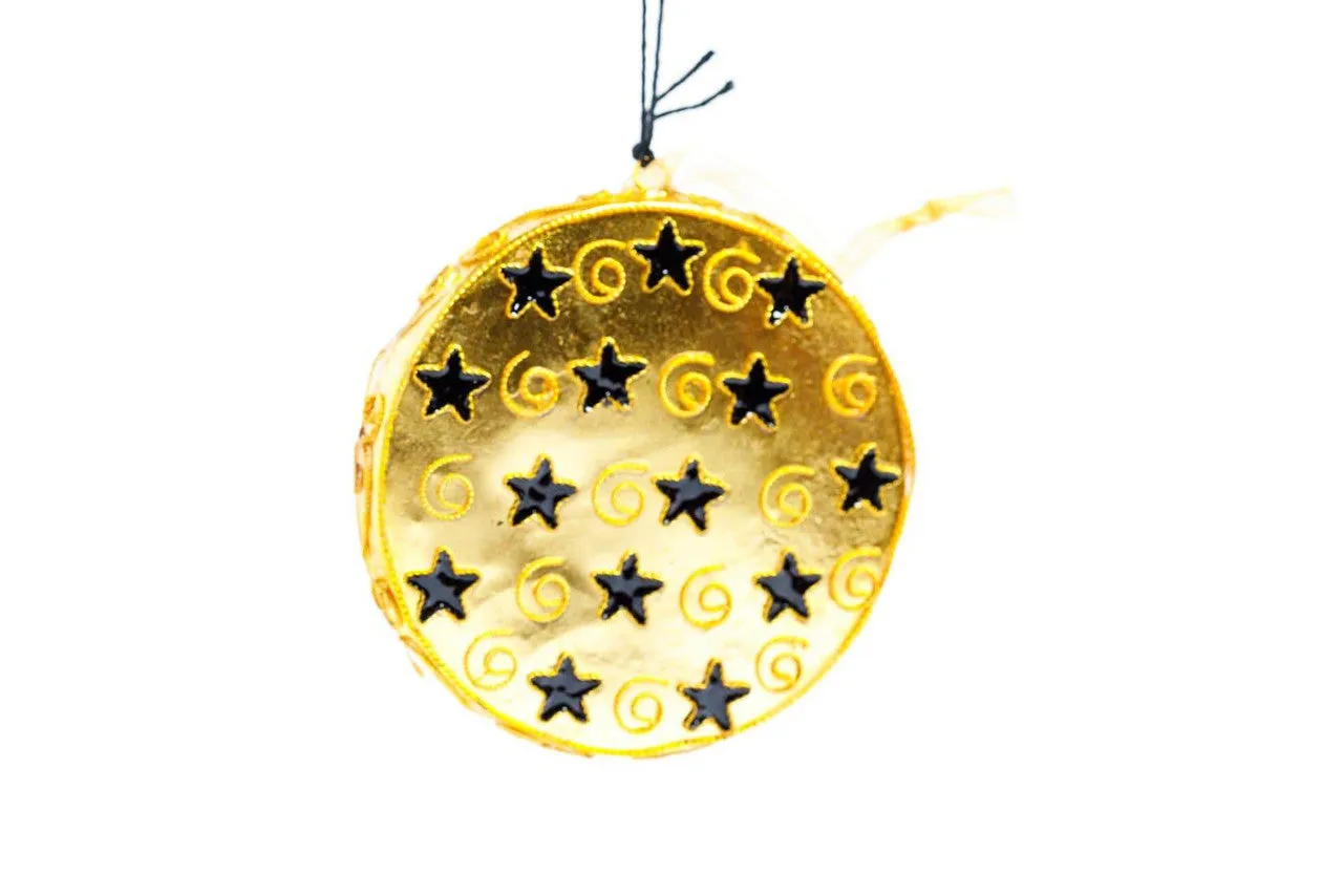 New Orleans Watermeter Shape Metallic Gold Cloisonné Christmas Ornament