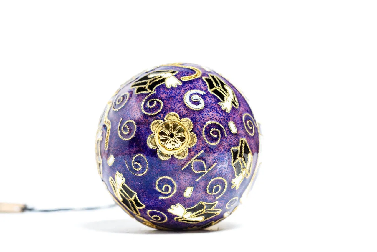 New York University NYU Graduate Purple Background Round Cloisonné  Christmas Ornament