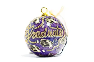 New York University NYU Graduate Purple Background Round Cloisonné  Christmas Ornament