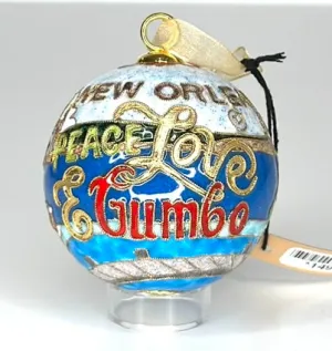 NOLA Peace, Love, and GUmbo Cloisonné Christmas Ornament