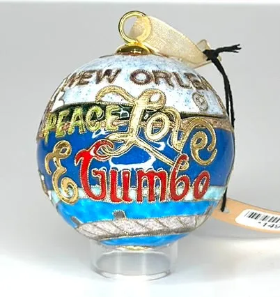 NOLA Peace, Love, and GUmbo Cloisonné Christmas Ornament