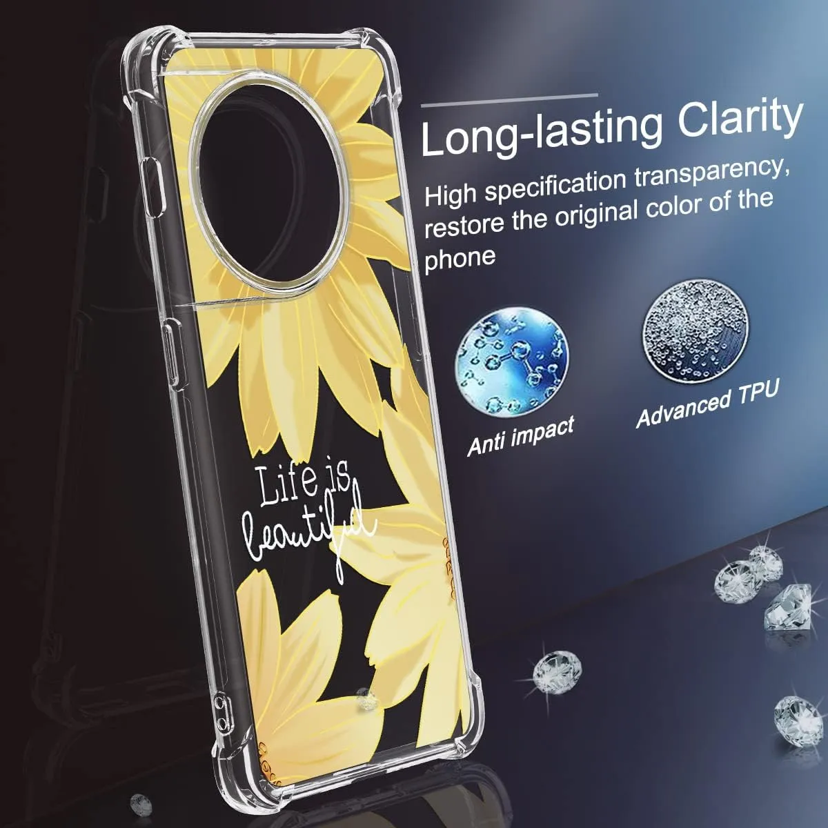 Oneplus 11 5G Case Women Girls Flower Floral 2pcs Screen Protector Phone Cover