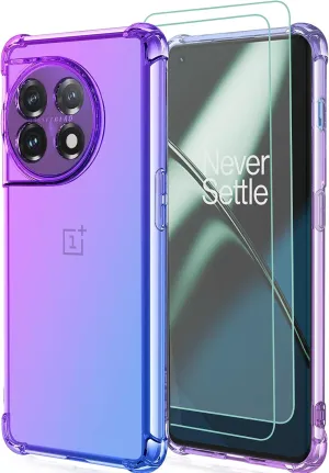 Oneplus 11 5G Case Women Girls Flower Floral 2pcs Screen Protector Phone Cover