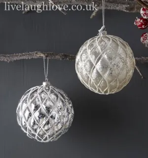 Pair of Shatterproof Mercury-Style Christmas Baubles - Elegant Holiday Ornaments