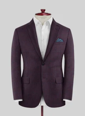 Reda Dark Wine Checks Wool Jacket