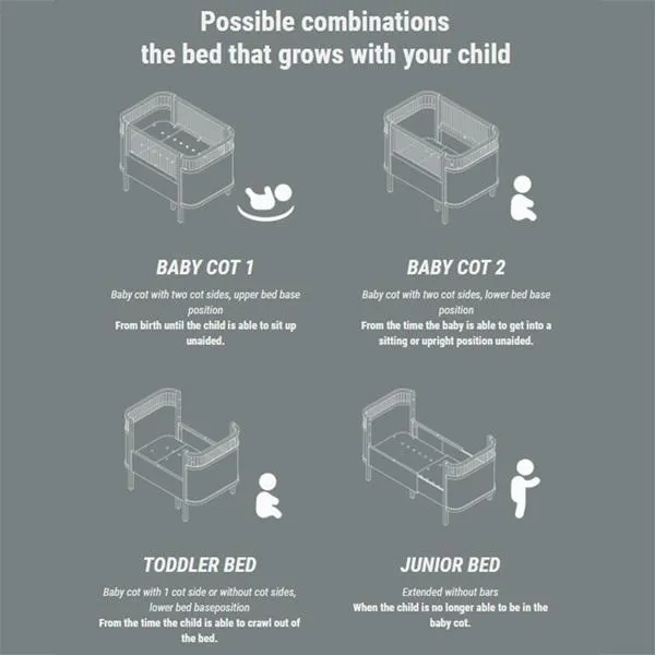 Sebra Juno Cot Bed in Grey