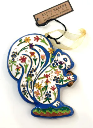 Seguin Squirrel Shaped Cloisonné Christmas Ornament