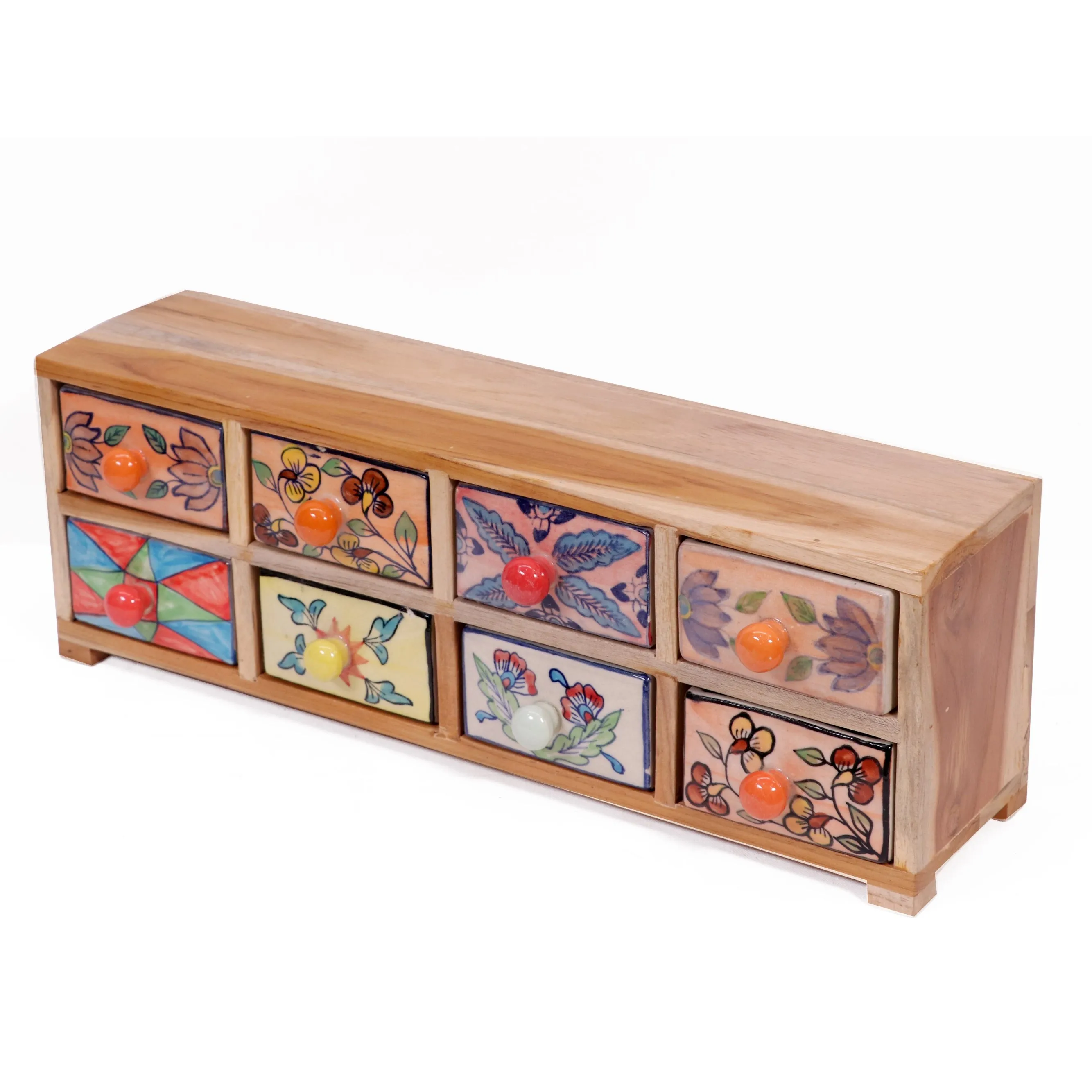 Slim 8 drawer wide ceramic organizer