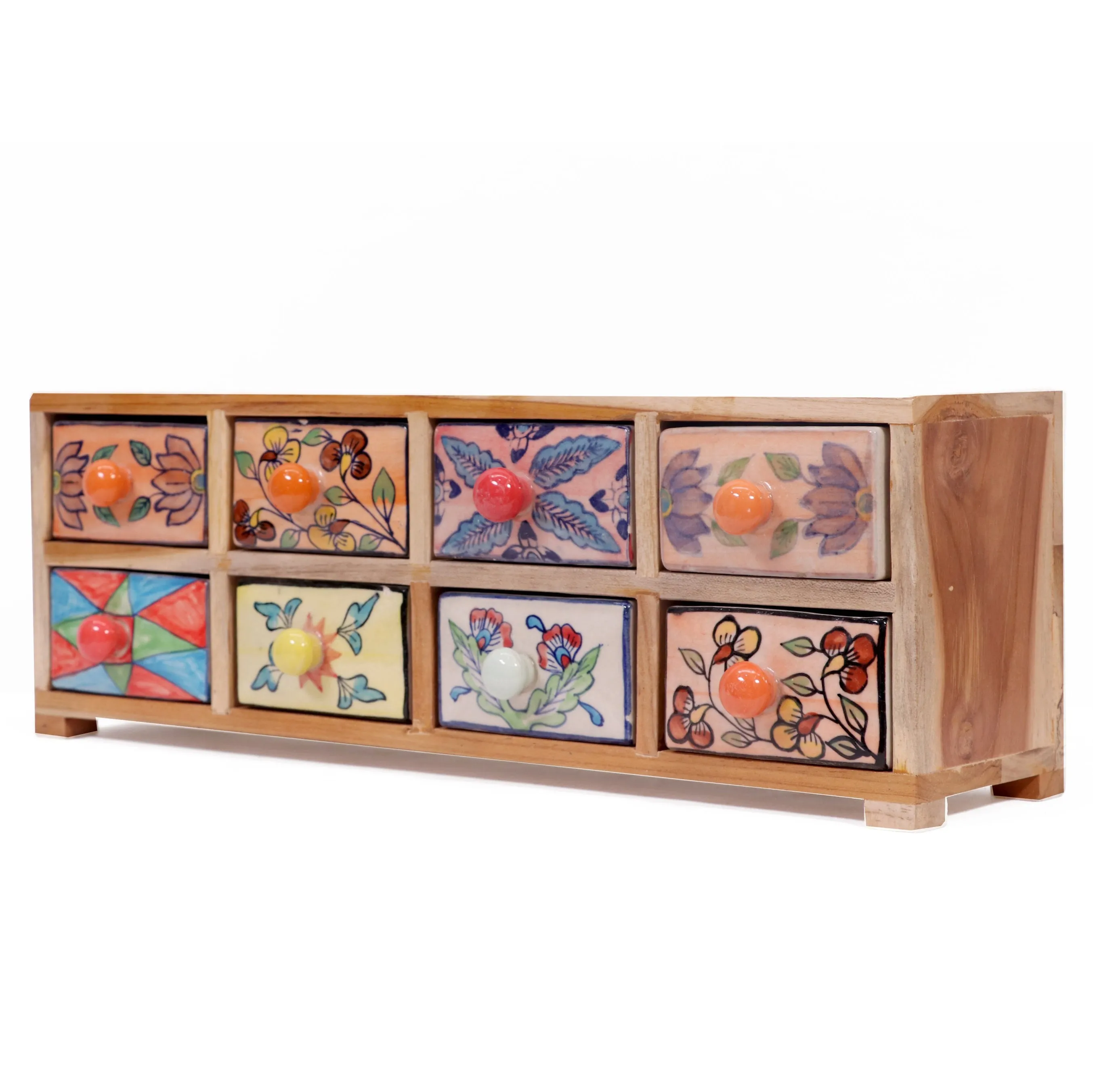 Slim 8 drawer wide ceramic organizer