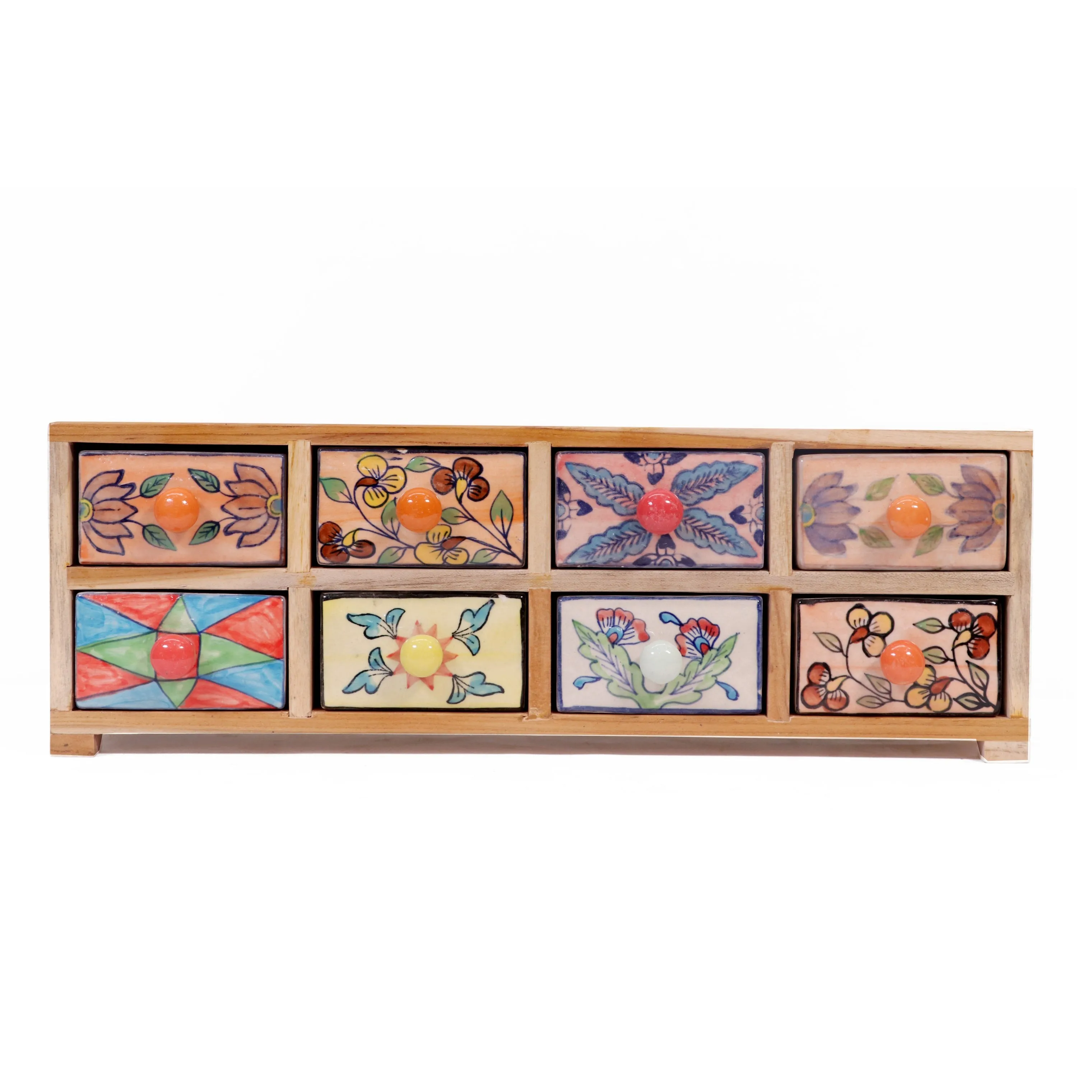 Slim 8 drawer wide ceramic organizer