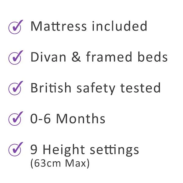 SnuzPod 3 - Bedside Crib 3 in 1 in Dusk Grey (with mattress)