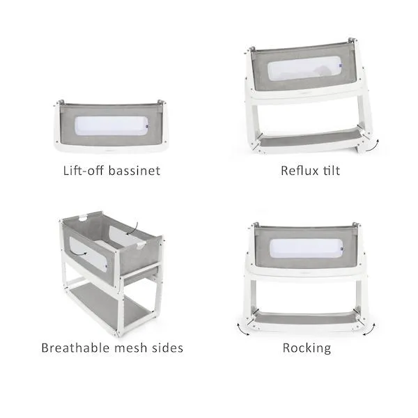 SnuzPod 3 - Bedside Crib 3 in 1 in Dusk Grey (with mattress)