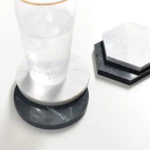 Solid Marble Drink Coasters - Set of 4