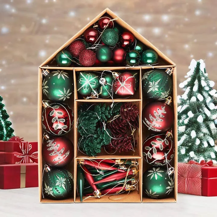 Sophisticated Red and Green Saturated Ornament Ball Bundle