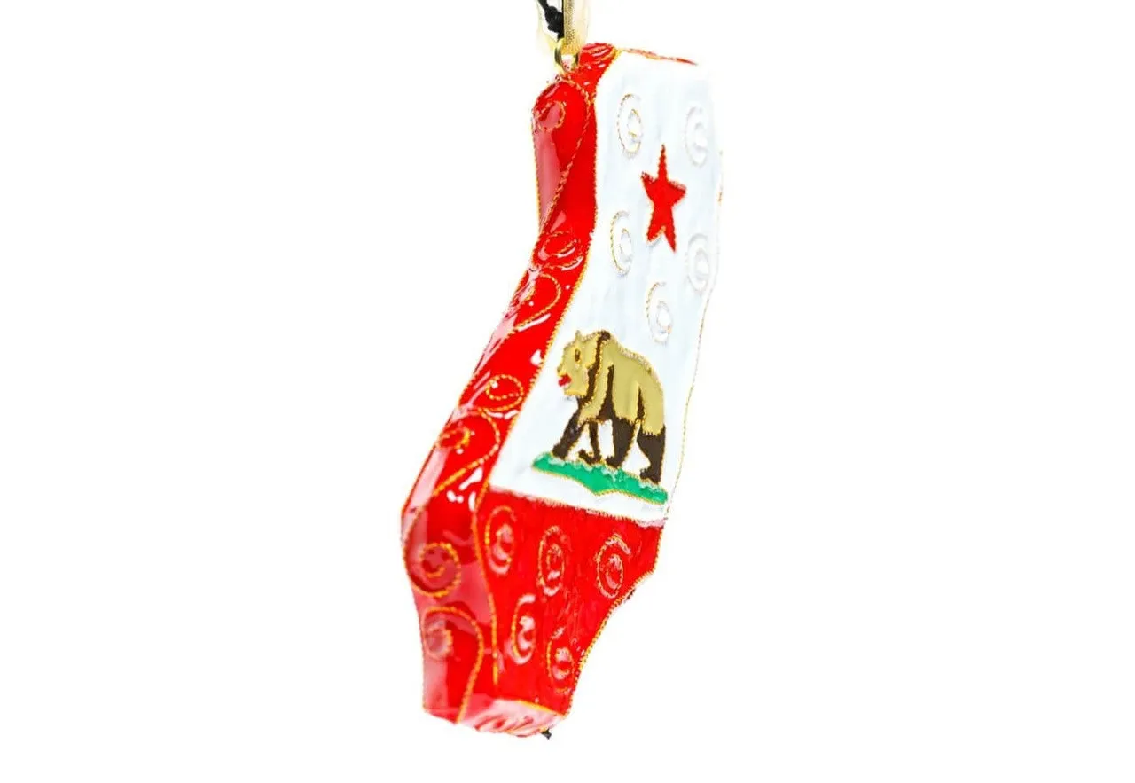 State of California State Shape Cloisonné Christmas Ornament
