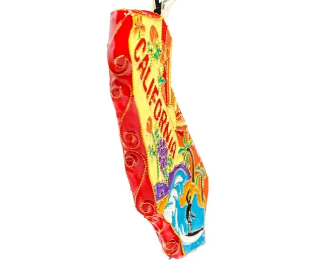 State of California State Shape Cloisonné Christmas Ornament