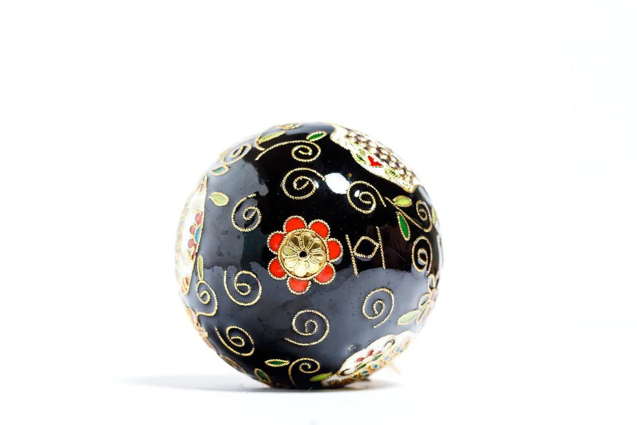 Sugar Skulls Dia de los Muertos Black Round Cloisonné Christmas Ornament