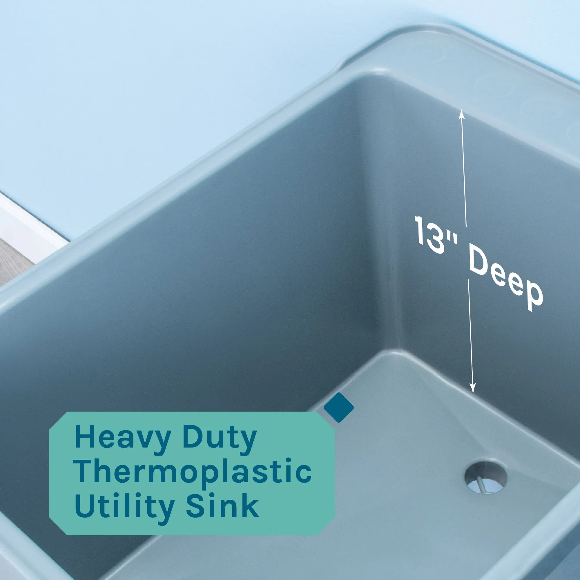 Tehila Space Saver Freestanding Grey Utility Sink with Stainless Steel Finish Pull-Out Faucet