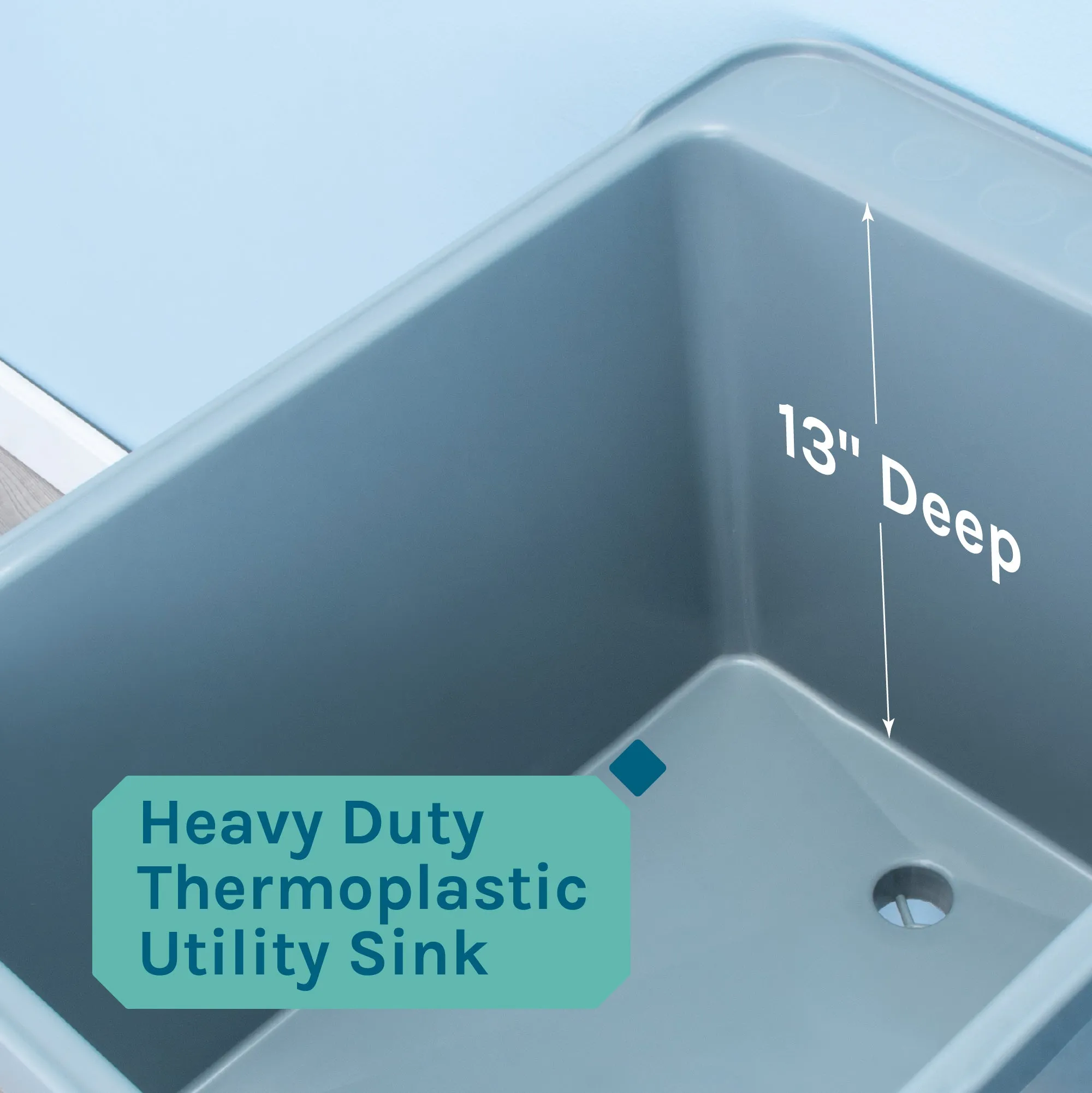 Tehila Space Saver Freestanding Grey Utility Sink