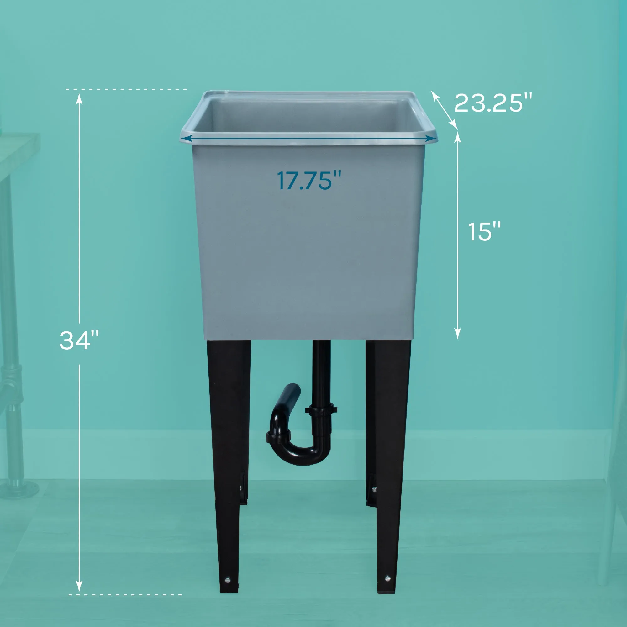 Tehila Space Saver Freestanding Grey Utility Sink