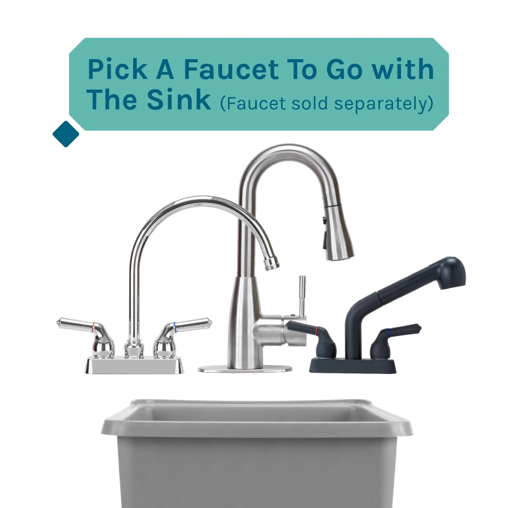 Tehila Space Saver Freestanding Grey Utility Sink