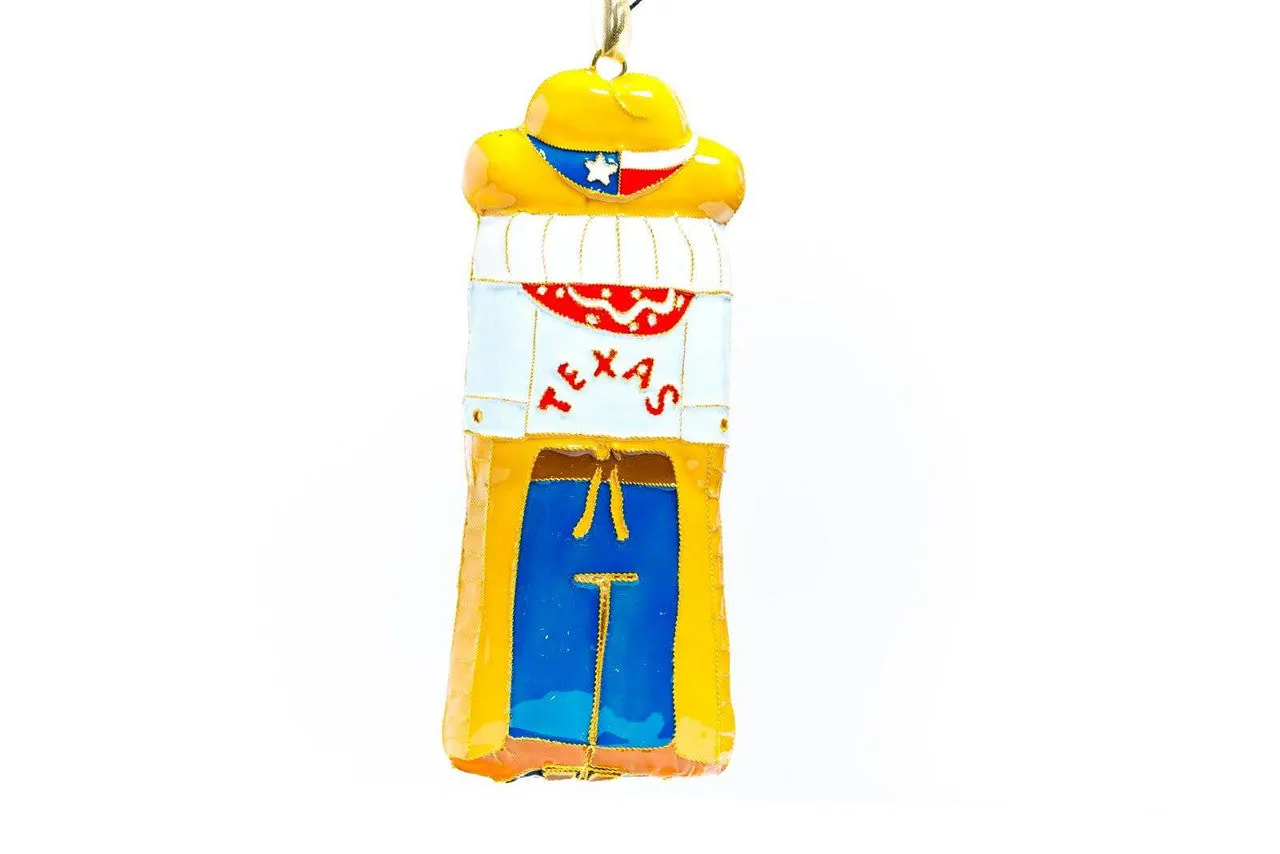 Texas Cowboy Shape Cloisonné Christmas Ornament