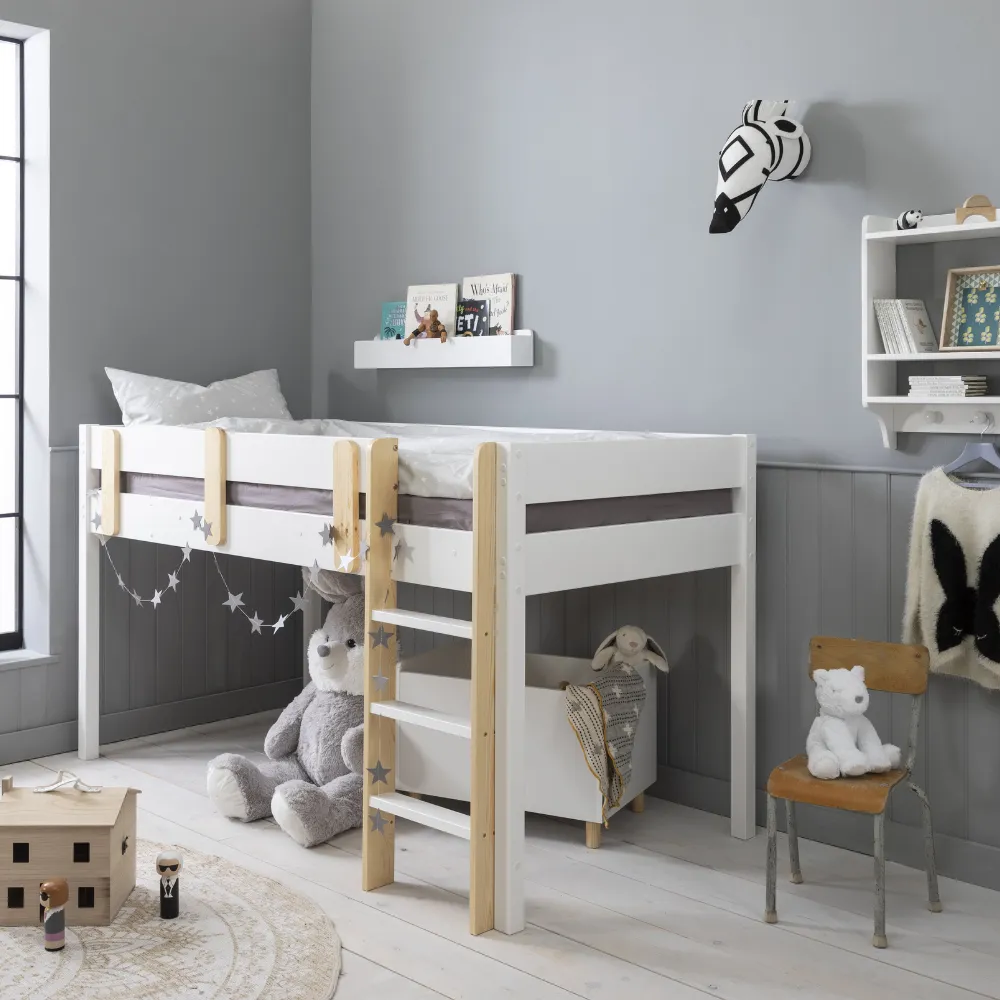 Una Midsleeper Cabin Bed & Tent in Classic White