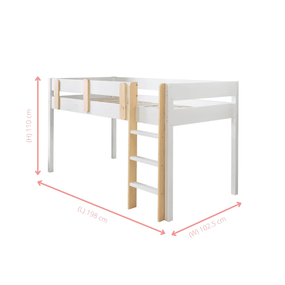 Una Midsleeper Cabin Bed & Tent in Classic White