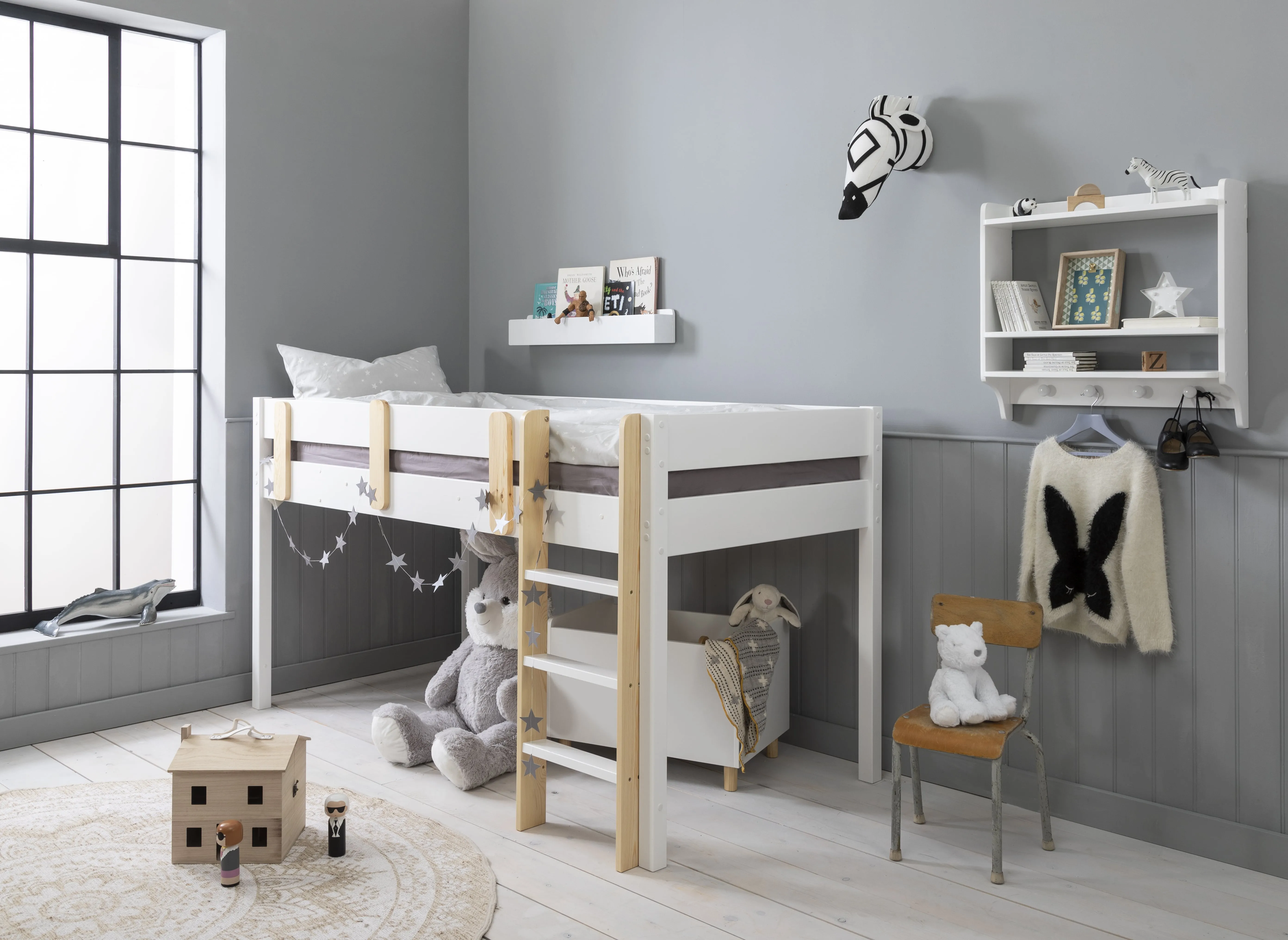 Una Midsleeper Cabin Bed & Tent in Classic White