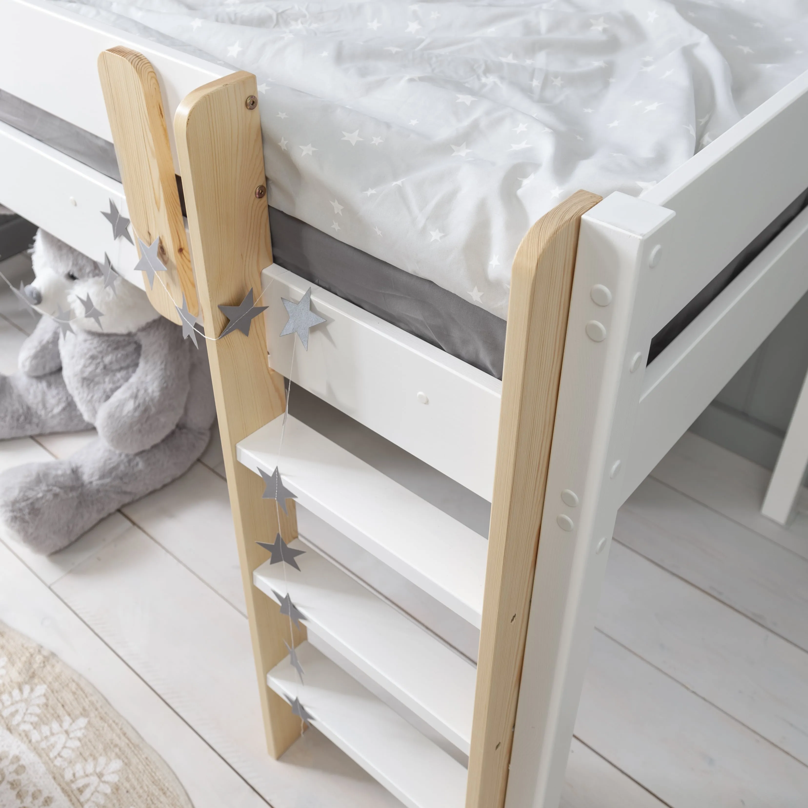 Una Midsleeper Cabin Bed & Tent in Classic White