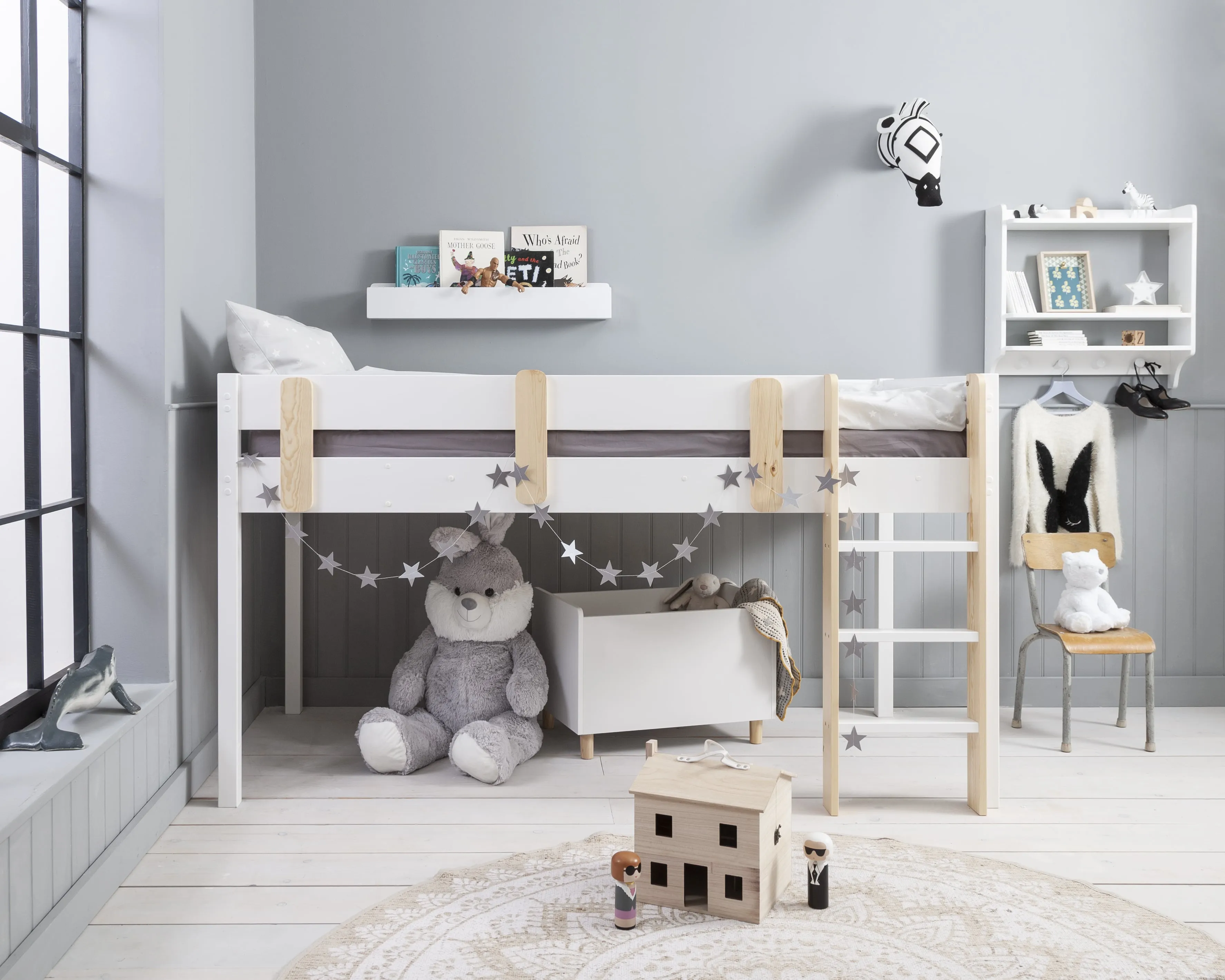 Una Midsleeper Cabin Bed & Tent in Classic White
