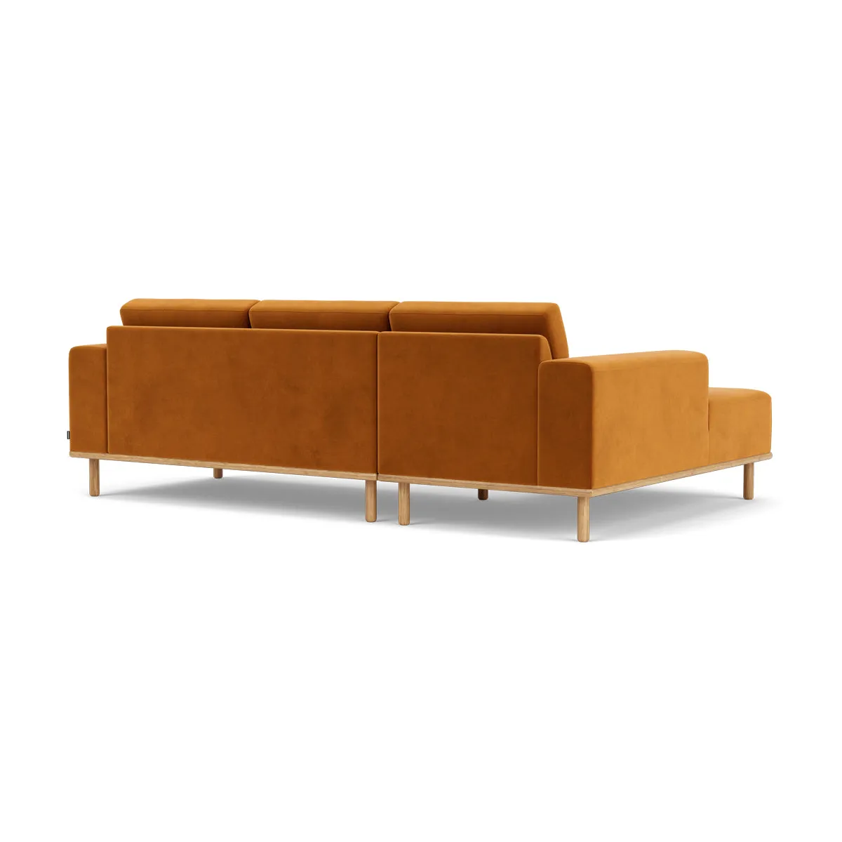 Vilmar Velvet Left Chaise Sofa (Oak, Matt Amber)
