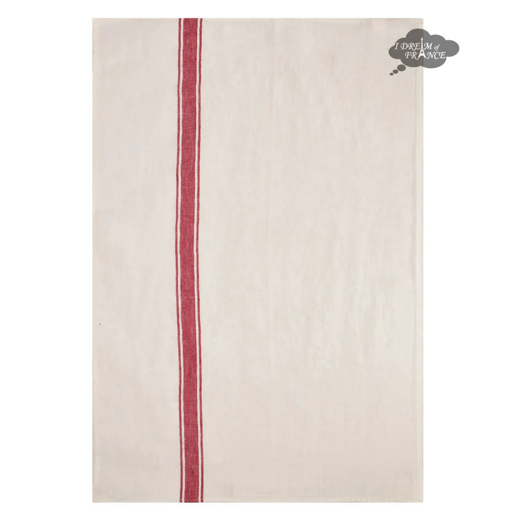 Vivario Red & White French Linen Kitchen Towel by Harmony