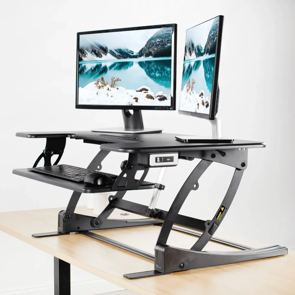 VIVO 36" Electric Height-Adjustable Standing Tabletop Desk Converter w/ USB, DESK-V000VE