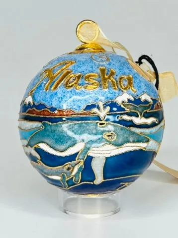 Whales of Alaska Cloisonné Christmas Ornament