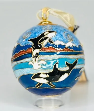 Whales of Alaska Cloisonné Christmas Ornament