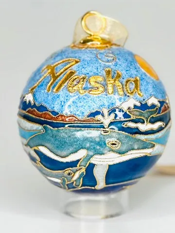 Whales of Alaska Cloisonné Christmas Ornament
