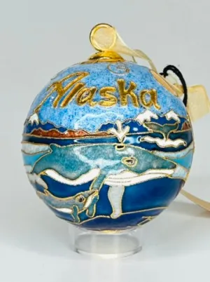 Whales of Alaska Cloisonné Christmas Ornament